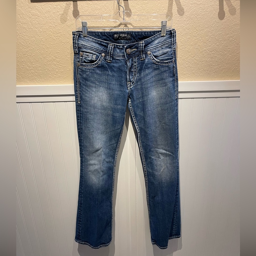 Silver low rise jeans